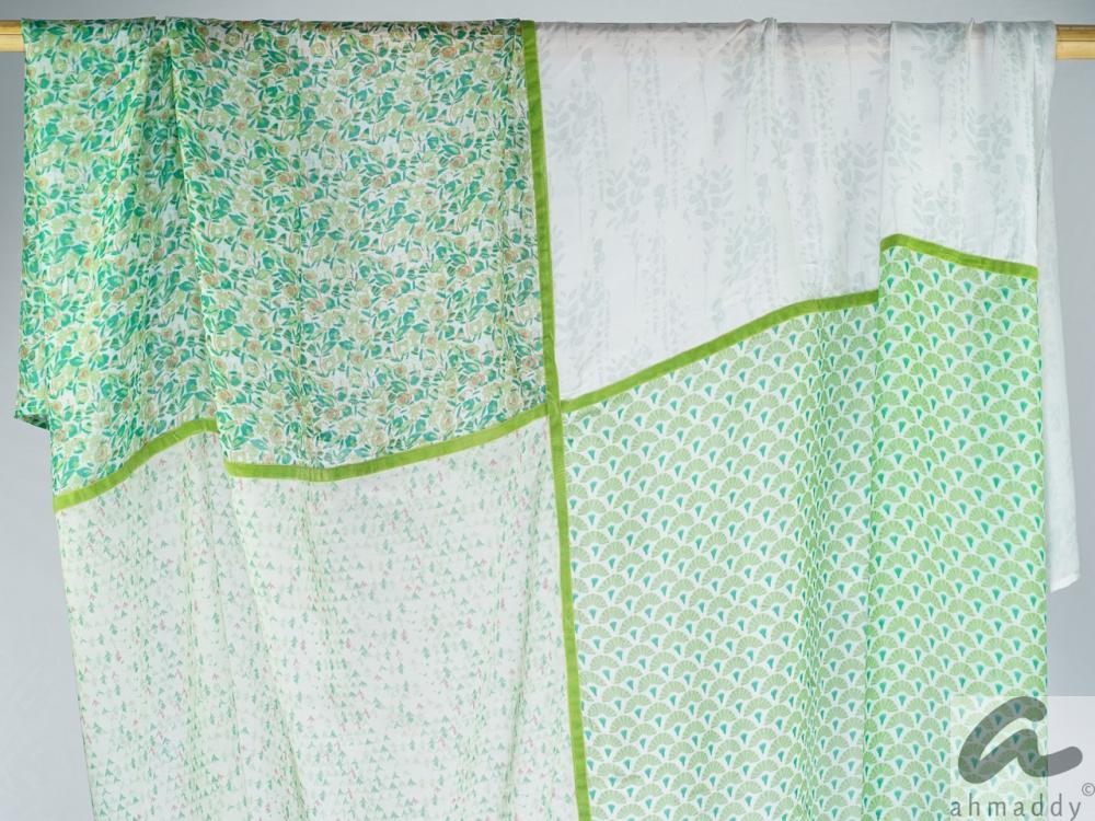 AHMADDY Seiden-Baumwoll-Schal grün beige